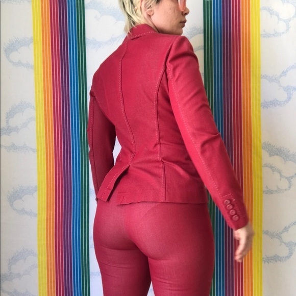Y2K sexy two piece pant suit trendy red - Picture 3 of 11